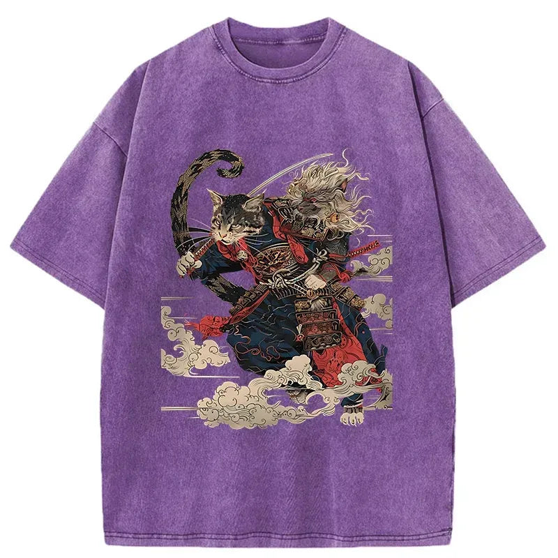 Unisex Samurai Cat T-Shirt On Sale