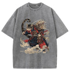 Samurai Cat Washed T-Shirt Best Seller
