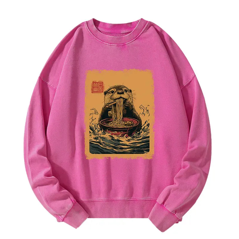 Washed Otter Ramen Sweatshirt for Travel