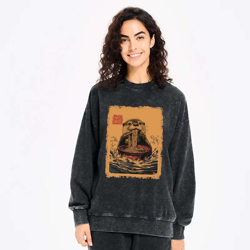 Washed Otter Ramen Sweatshirt for Travel