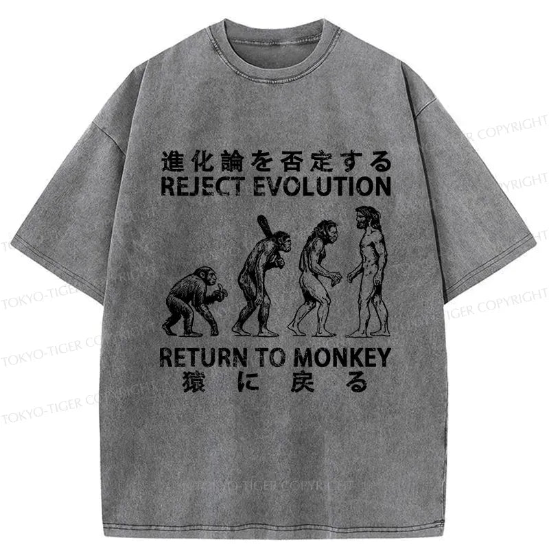 Kyoto-Lion Reject Evolution Return To Monkey Japan Washed T-Shirt