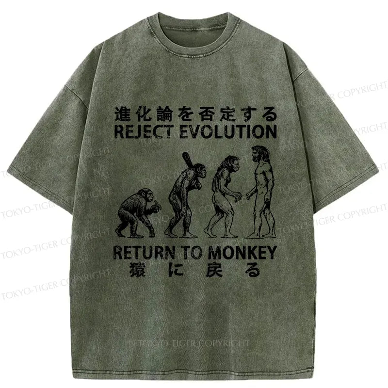 Kyoto-Lion Reject Evolution Return To Monkey Japan Washed T-Shirt
