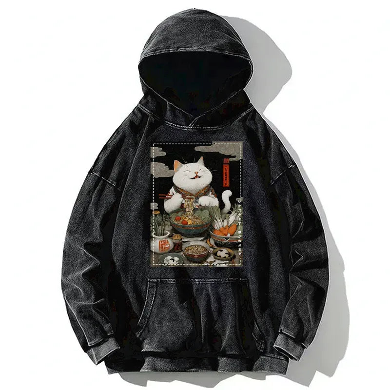 comfortable vintage cat hoodie streetwear style