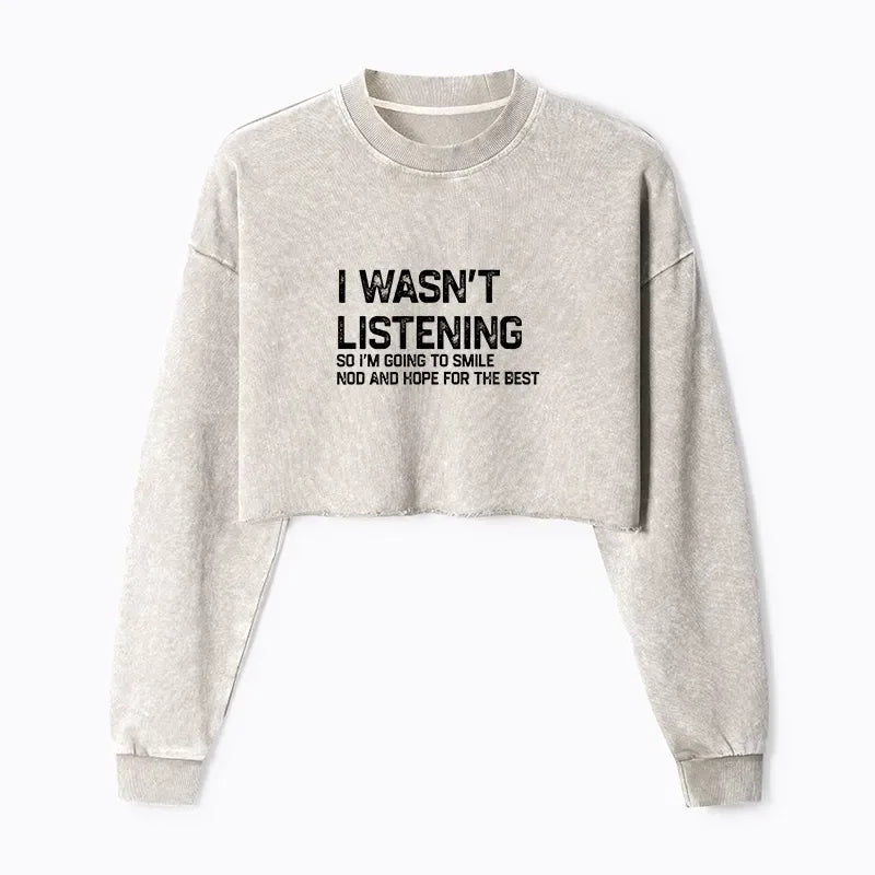 Japanese washed crop sweatshirt for women