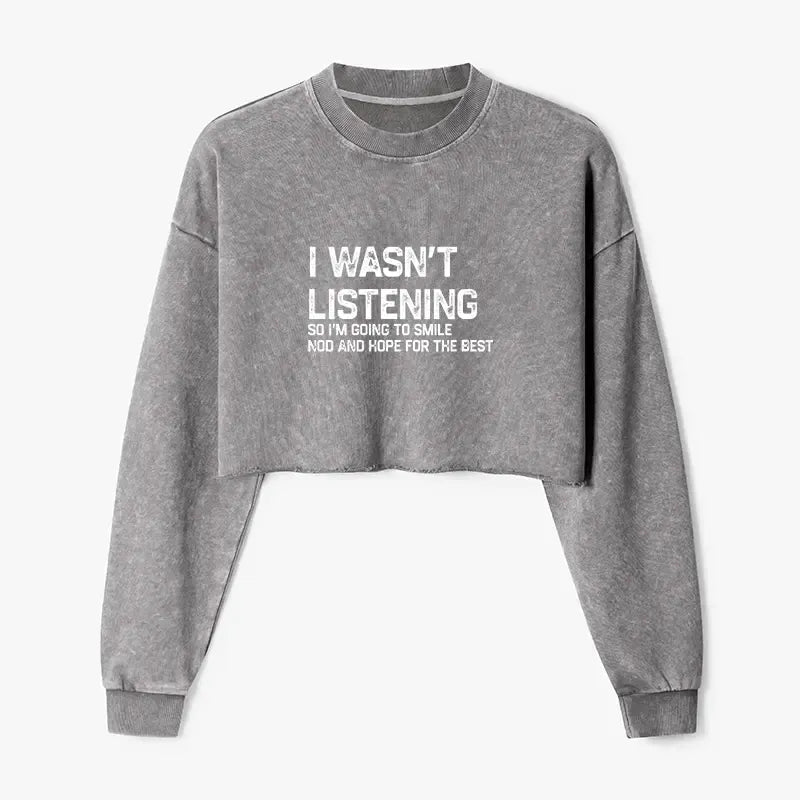Japanese washed crop sweatshirt for women