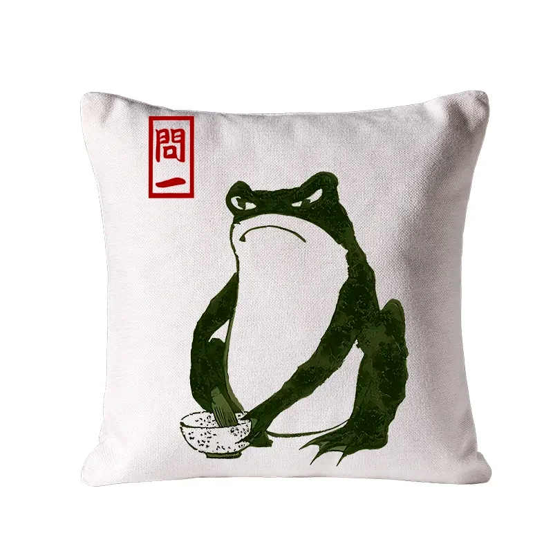 Japanese Woodblock Print Frog Pillow