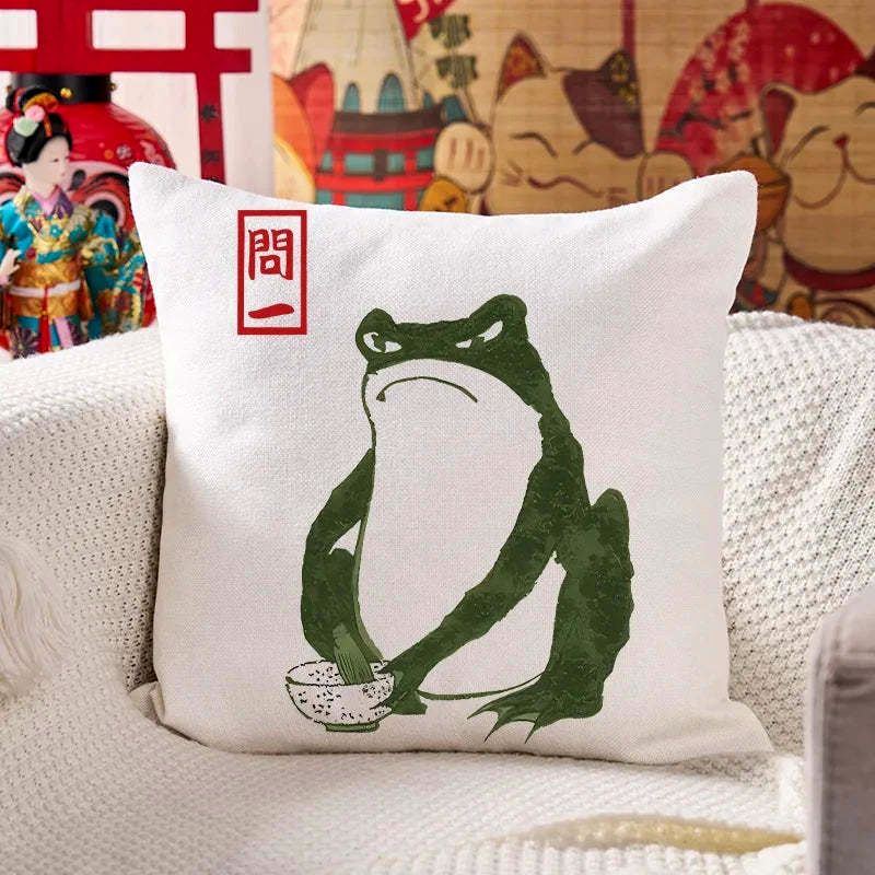 Kyoto-Lion Woodblock Print Frog Cushion Pillow
