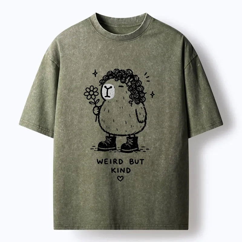 Kyoto-Lion Weird But Kind Capybara Washed T-Shirt
