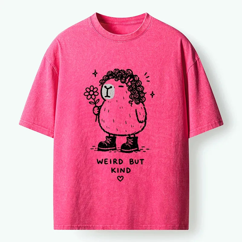 Kyoto-Lion Weird But Kind Capybara Washed T-Shirt