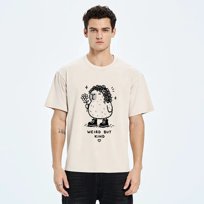 Kyoto-Lion Weird But Kind Capybara Washed T-Shirt