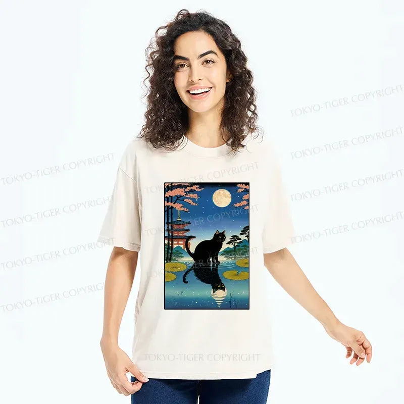 Kyoto-Lion Moonlight Reflection Washed T-Shirt