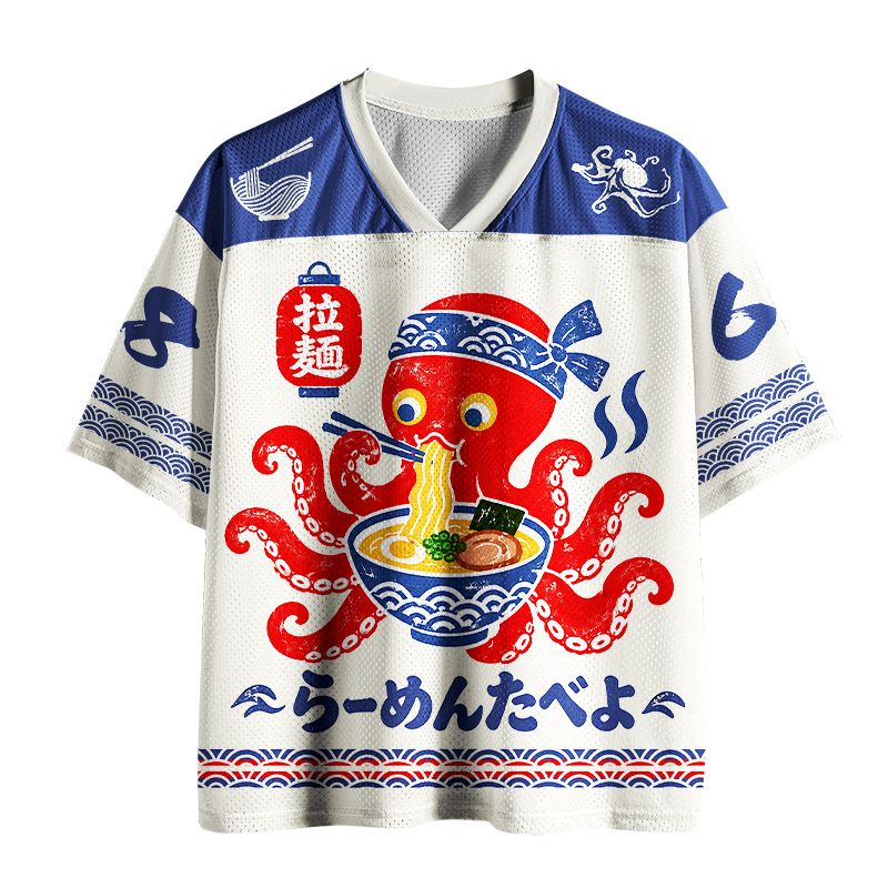 Kyoto-Lion Japanese Retro Octopus Ramen Mesh Jersey