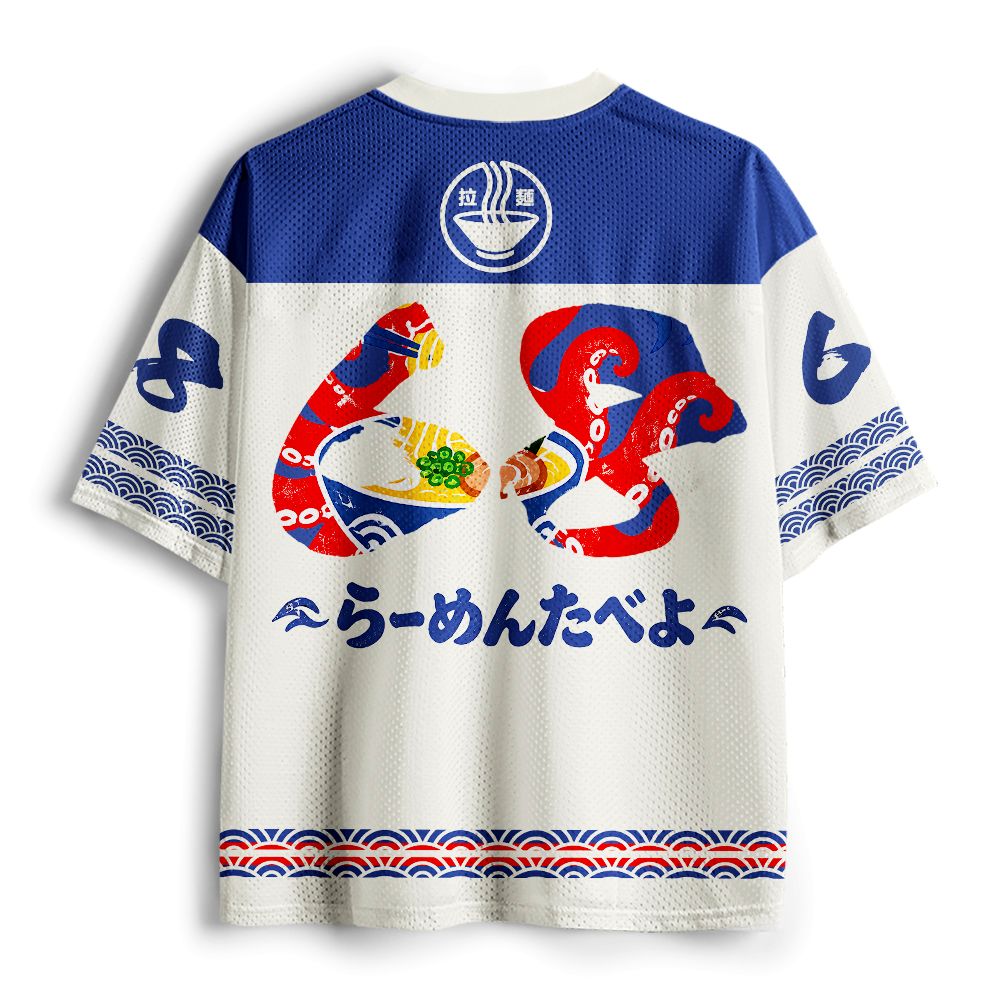 Kyoto-Lion Japanese Retro Octopus Ramen Mesh Jersey