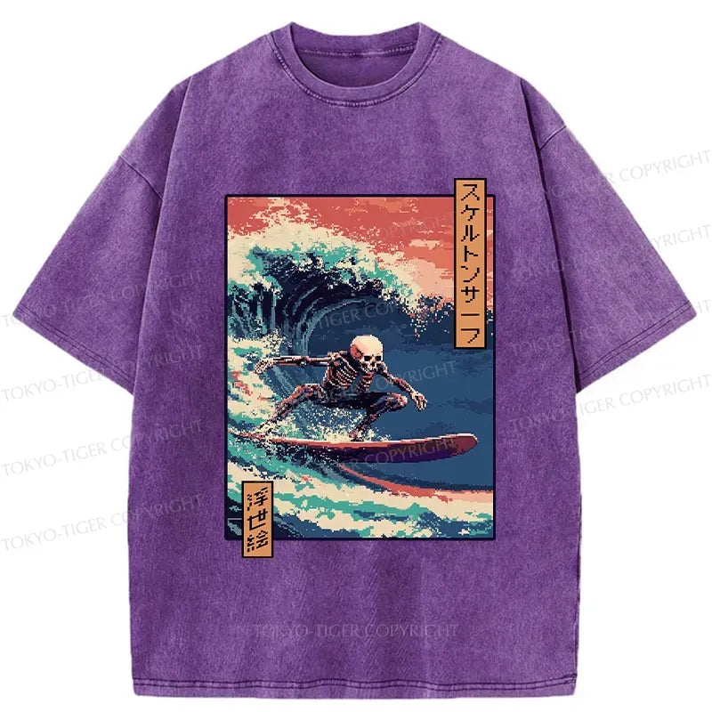 Kyoto Lion Skeleton Surfing T-Shirt