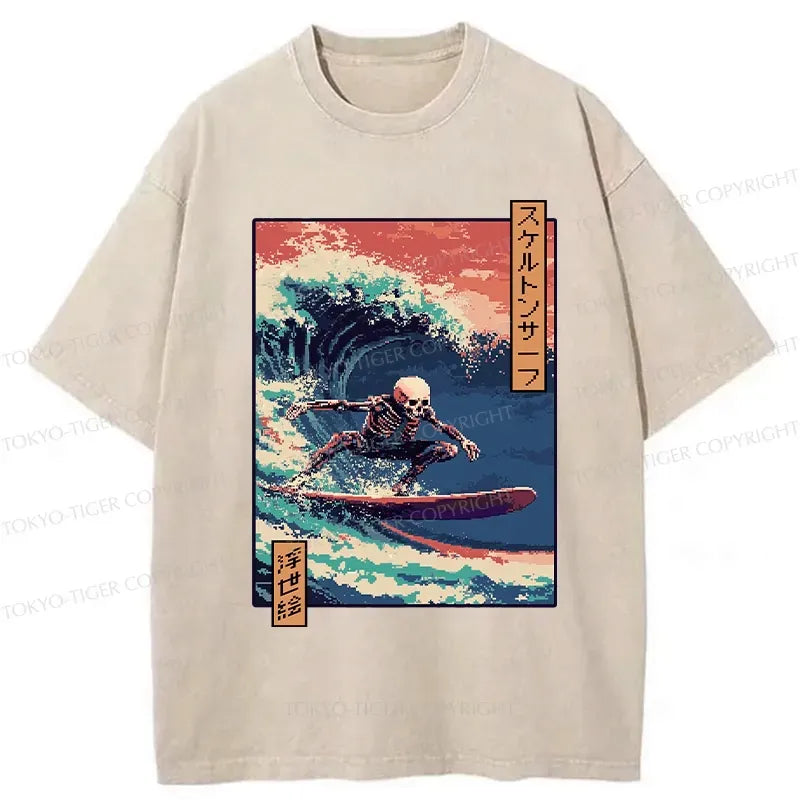 Kyoto Lion Skeleton Surfing T-Shirt