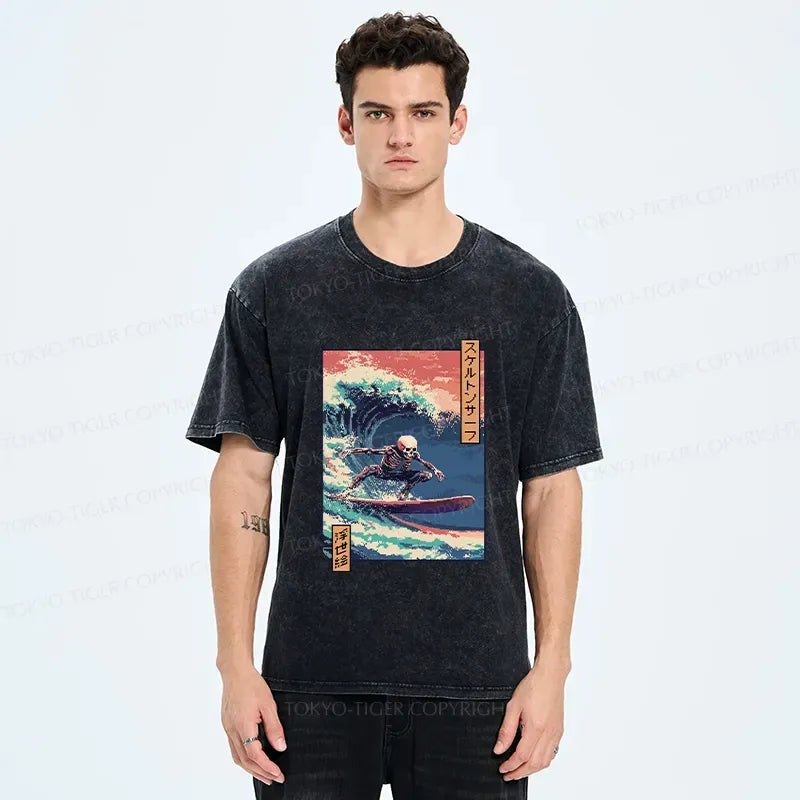 Kyoto Lion Skeleton Surfing T-Shirt
