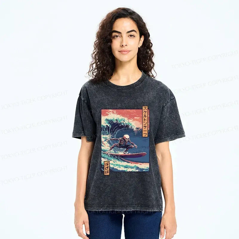 Kyoto Lion Skeleton Surfing T-Shirt