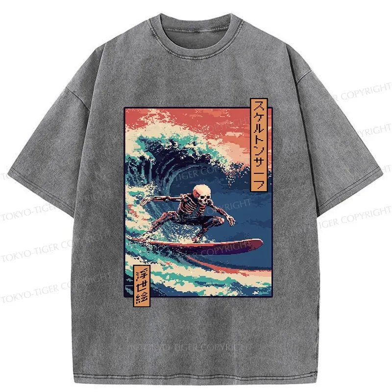 Kyoto Lion Skeleton Surfing T-Shirt
