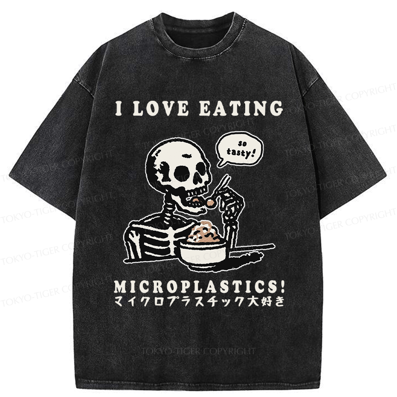 Kyoto-Lion Funny Skeleton£ºMicroplastic Crunch Washed T-Shirt