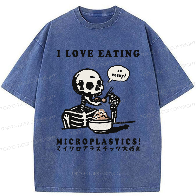 Funny Skeleton Washed T-Shirt for Daily Wear