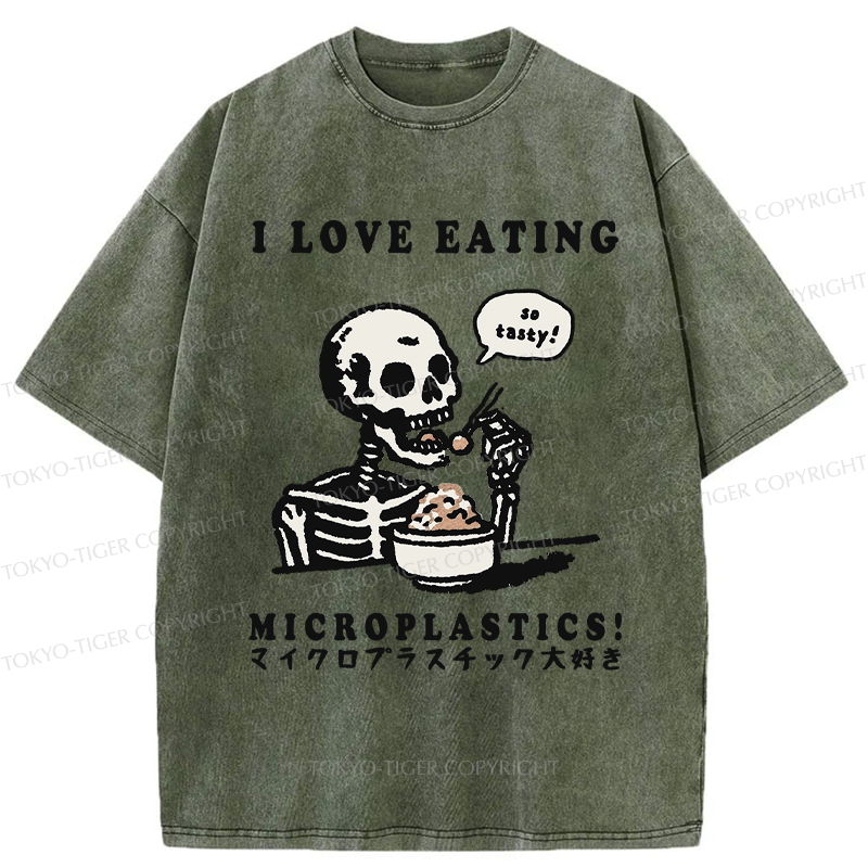 Funny Skeleton Washed T-Shirt for Daily Wear