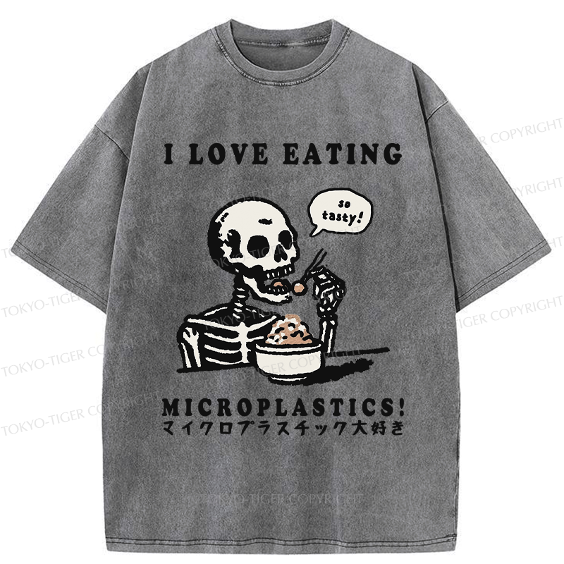 Funny Skeleton Washed T-Shirt for Daily Wear