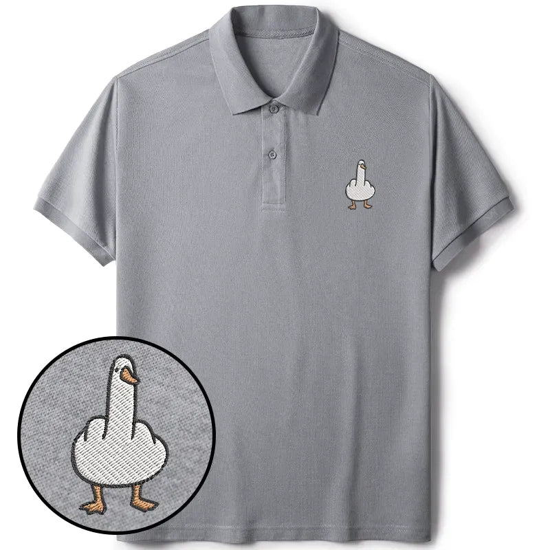 Kyoto-Lion Funny Goose Embroidered Polo T-Shirt