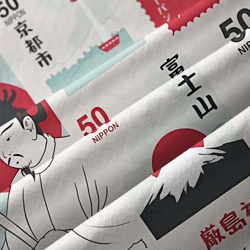 Kyoto-Lion Japanese Stamps Button-up Shirt