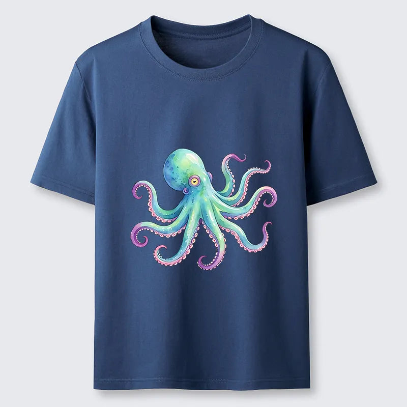 Kyoto-Lion Watercolor Octopus Classic T-Shirt
