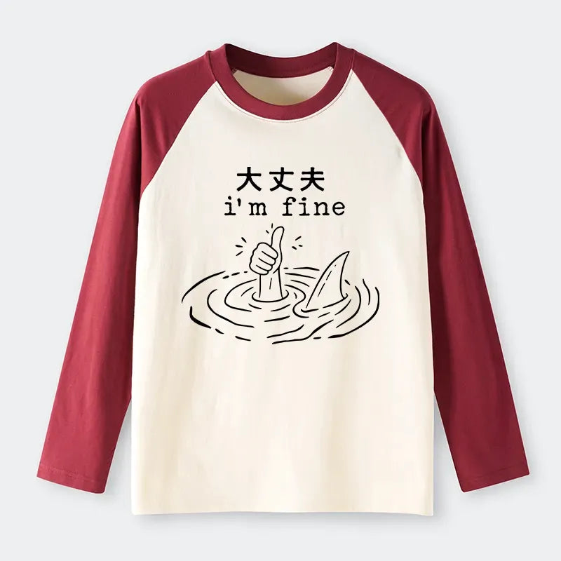 Kyoto Lion Japanese Raglan Long Sleeve T-shirt