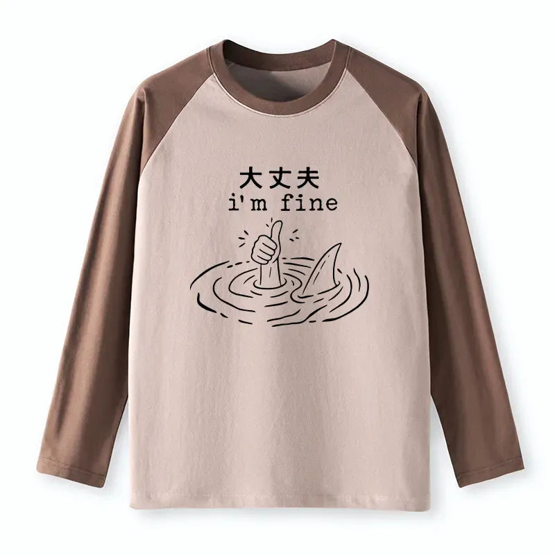 Kyoto Lion Japanese Raglan Long Sleeve T-shirt