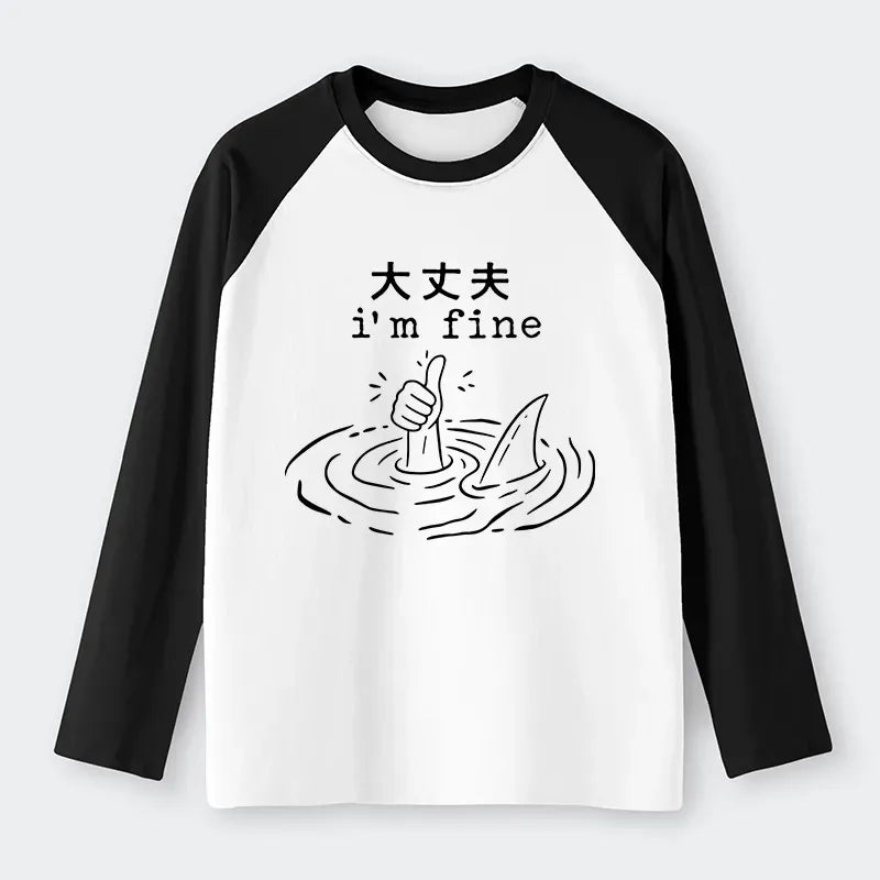 Kyoto Lion Japanese Raglan Long Sleeve T-shirt