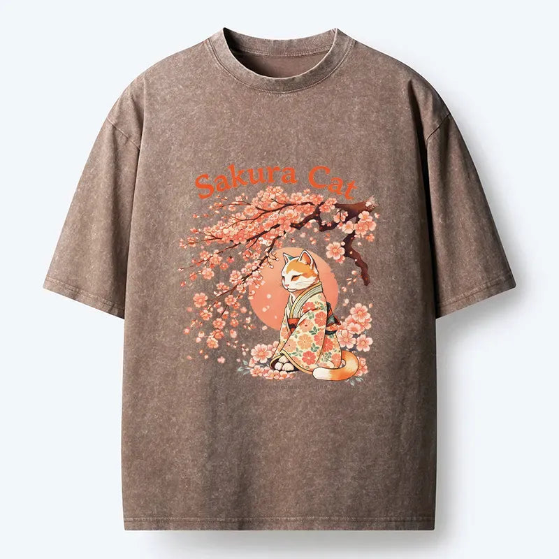 Japanese Sakura Cat T-Shirt Trendy