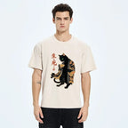 Kyoto-Lion Black Cat In Kimono Art Print Washed T-Shirt