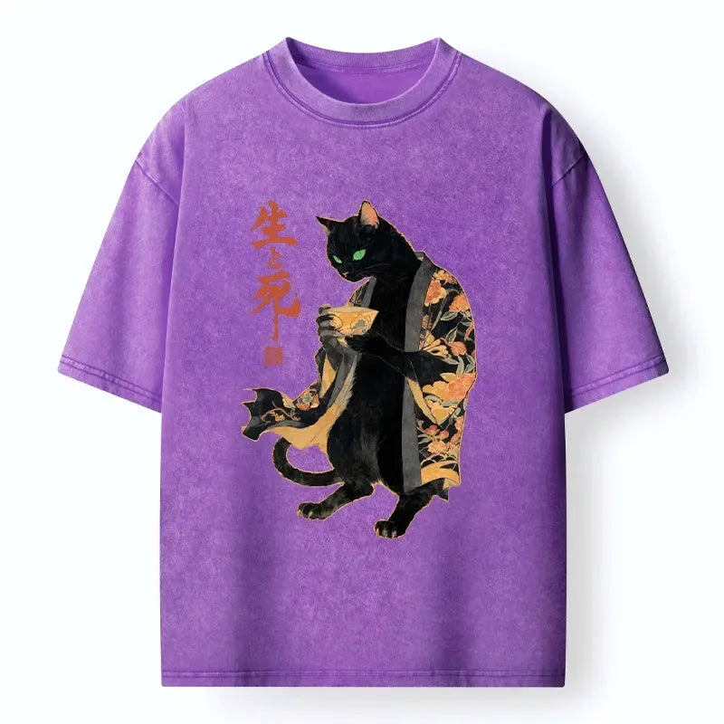 Black Cat Art Print Tee Gift Idea