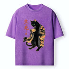 Black Cat Art Print Tee Gift Idea