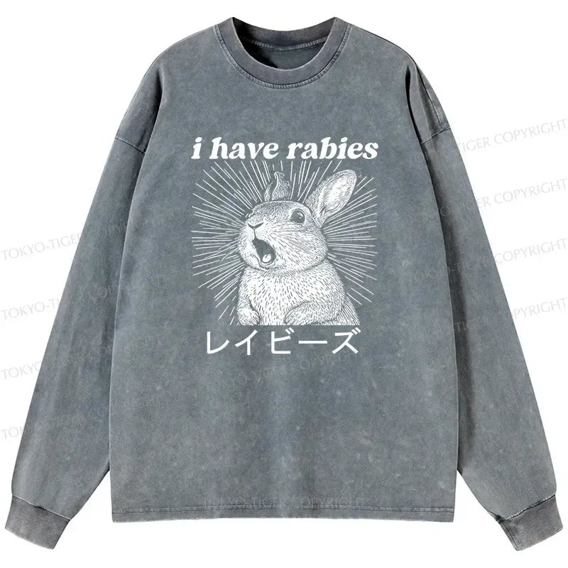 Kyoto-Lion Funny Rabbit Washed Long Sleeve T-Shirt