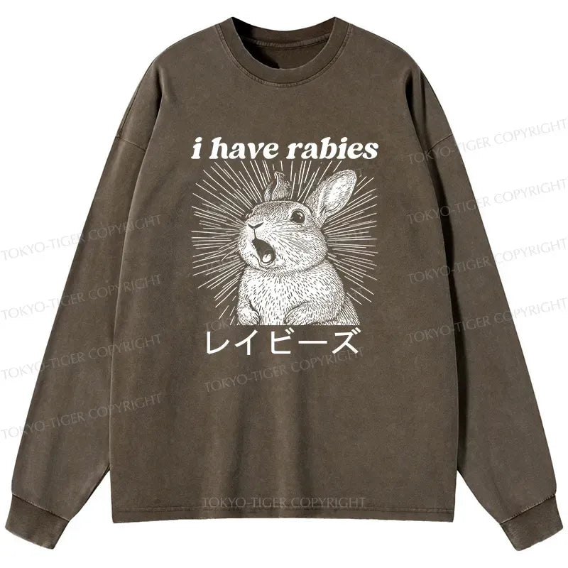 Kyoto-Lion Funny Rabbit Washed Long Sleeve T-Shirt