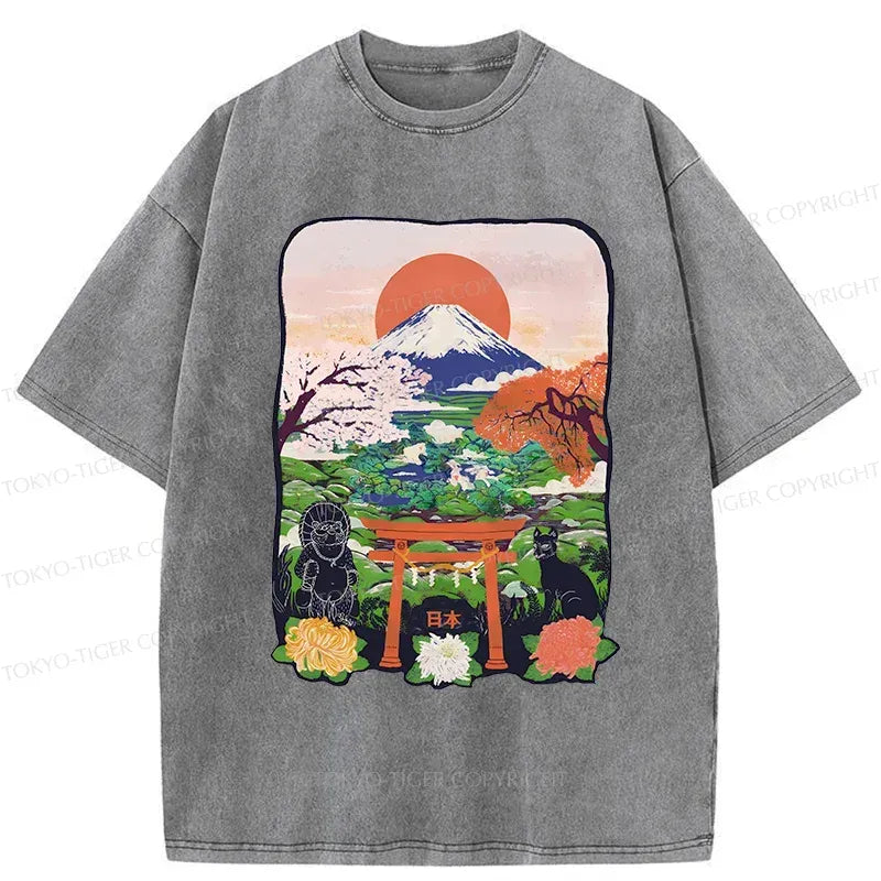 Kyoto Lion Washed T-Shirt for Daily Wear