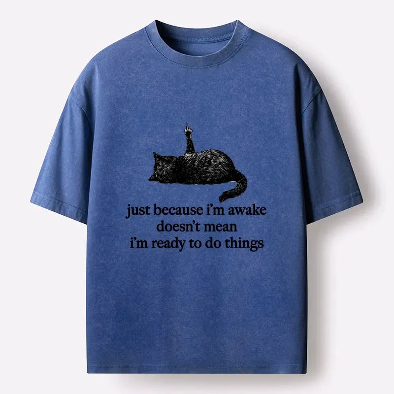 Japanese Black Cat Washed T-Shirt
