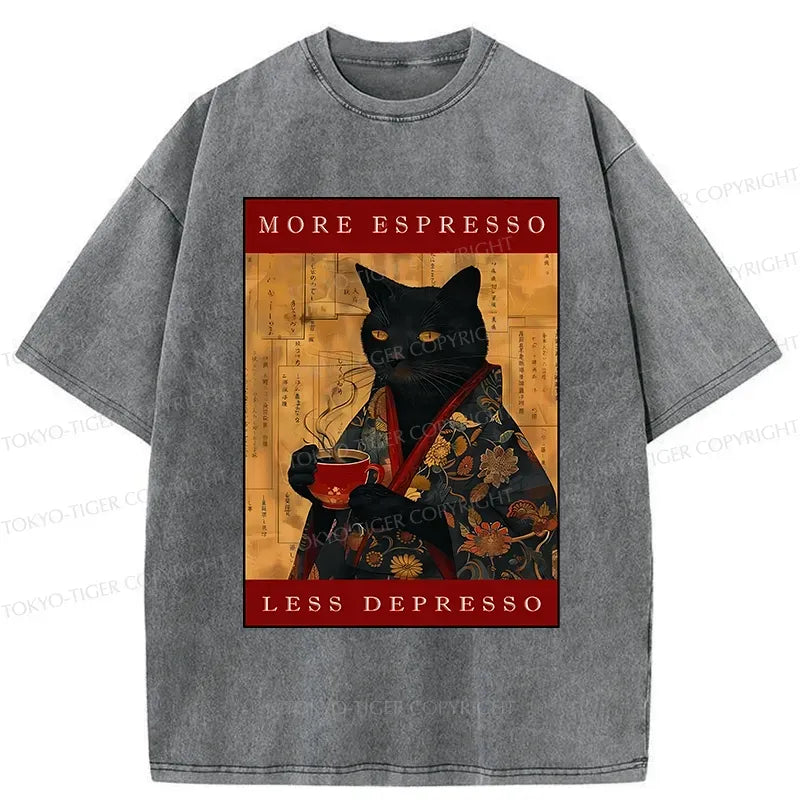 funny espresso cat washed tee gift idea