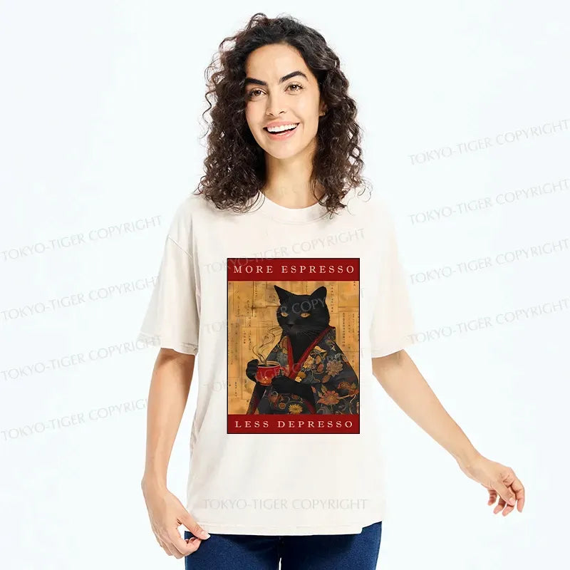 Japanese vintage cat t-shirt for daily wear