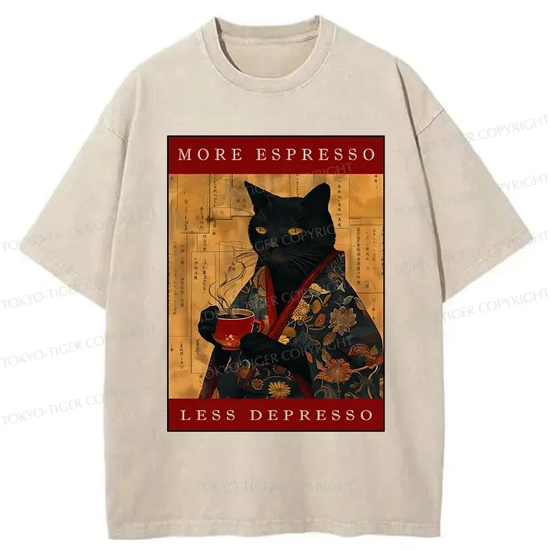 funny espresso cat washed tee gift idea