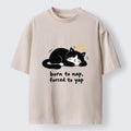 Kyoto-Lion Cute Lazy Cat Funny Meme Washed T-Shirt