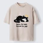 Kyoto-Lion Cute Lazy Cat Funny Meme Washed T-Shirt