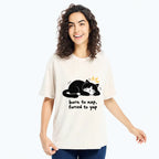 Kyoto-Lion Cute Lazy Cat Funny Meme Washed T-Shirt