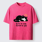 Kyoto-Lion Cute Lazy Cat Funny Meme Washed T-Shirt