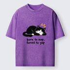 Kyoto-Lion Cute Lazy Cat Funny Meme Washed T-Shirt