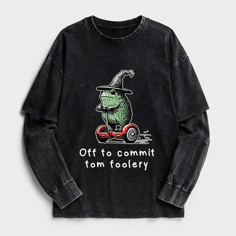 Double Layer Frog Scooter Tee for Daily Wear