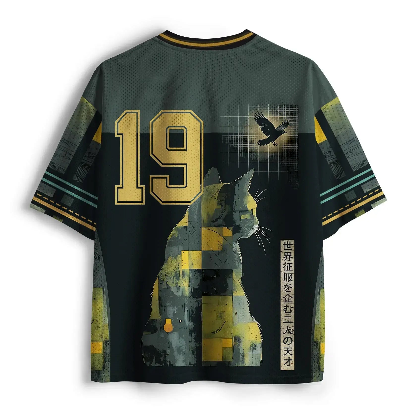Cat and Crow Mesh Jersey for Streetwear